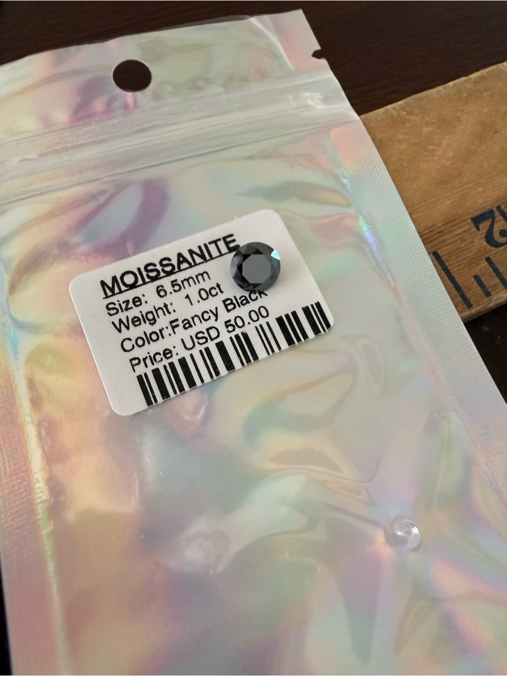 New Moissanite 6.5mm Fancy Black retail $50